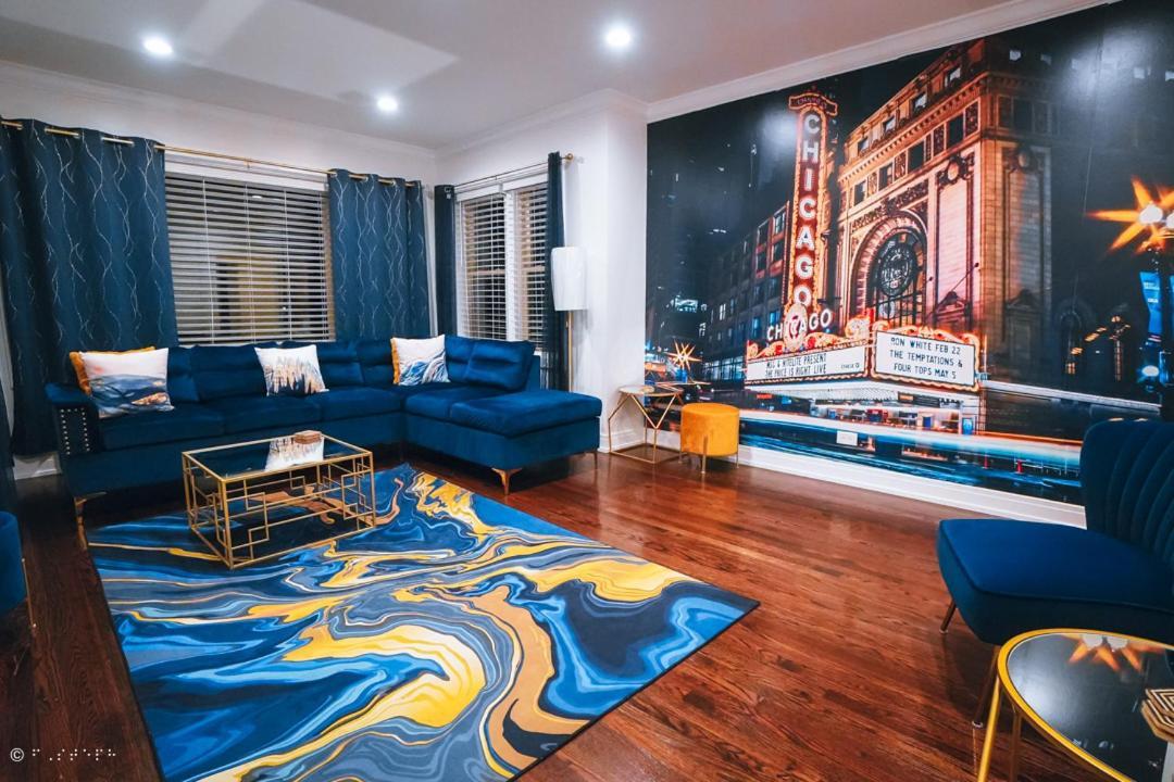 The Blue Golden Luxury Modern 3- Bedroom Apartment In Chicago Dış mekan fotoğraf